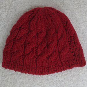 No Tags Hat Red Cable Knit Beanie Super Soft Cozy Stretch OSM